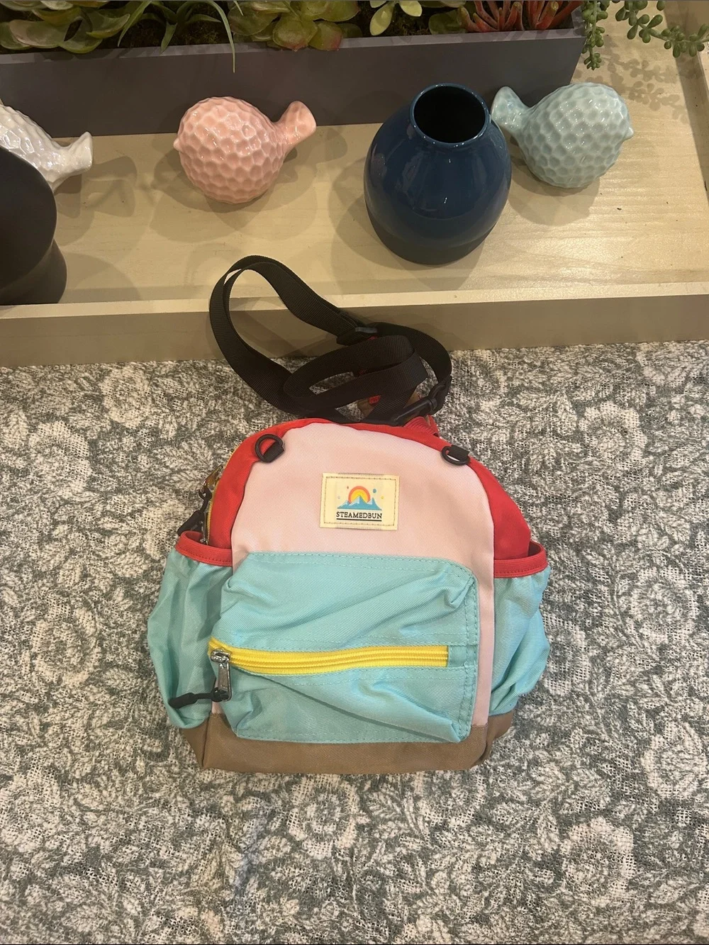 STEAMEDUN Kids Colorblock Mini Backpack - Pink, Red, Aqua